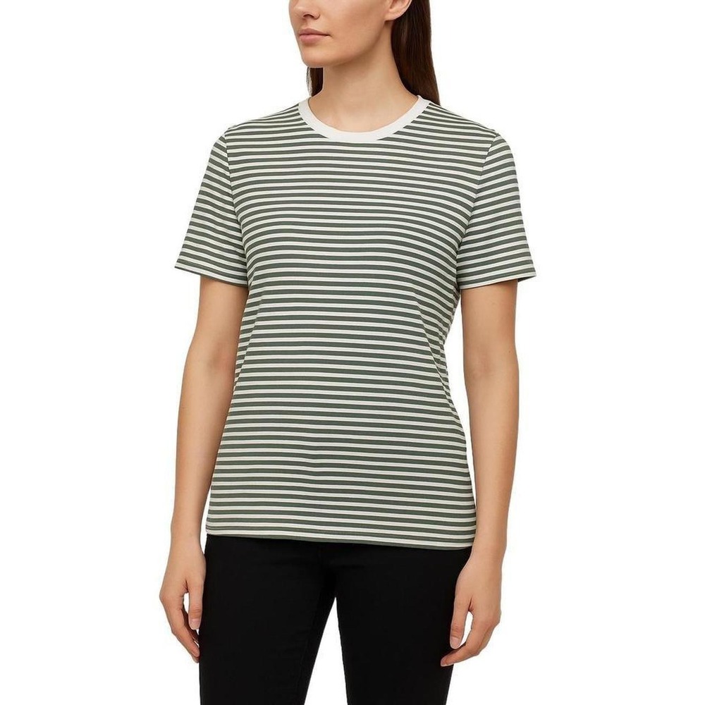 H&M Green/White Striped Short Sleeves Slim Fit T-Shirt Womens Medium